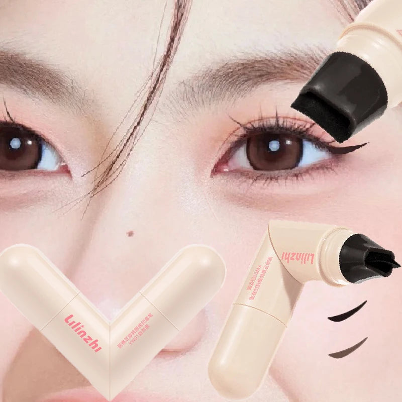 Rotate Double Head Eyeliner Stamp Pen DIY Outlines Integrated Lazy Black Brown Eyeliner Extension Waterproof Eyes Stick Makeup
