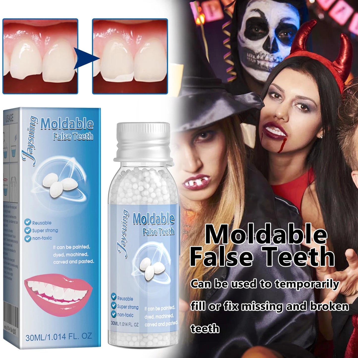 30g Temporary Tooth Repair Moldable Teeth And Gaps False Tooth Solid Gel Adhesive Fake Teeth Beauty Tool Dental Supplies