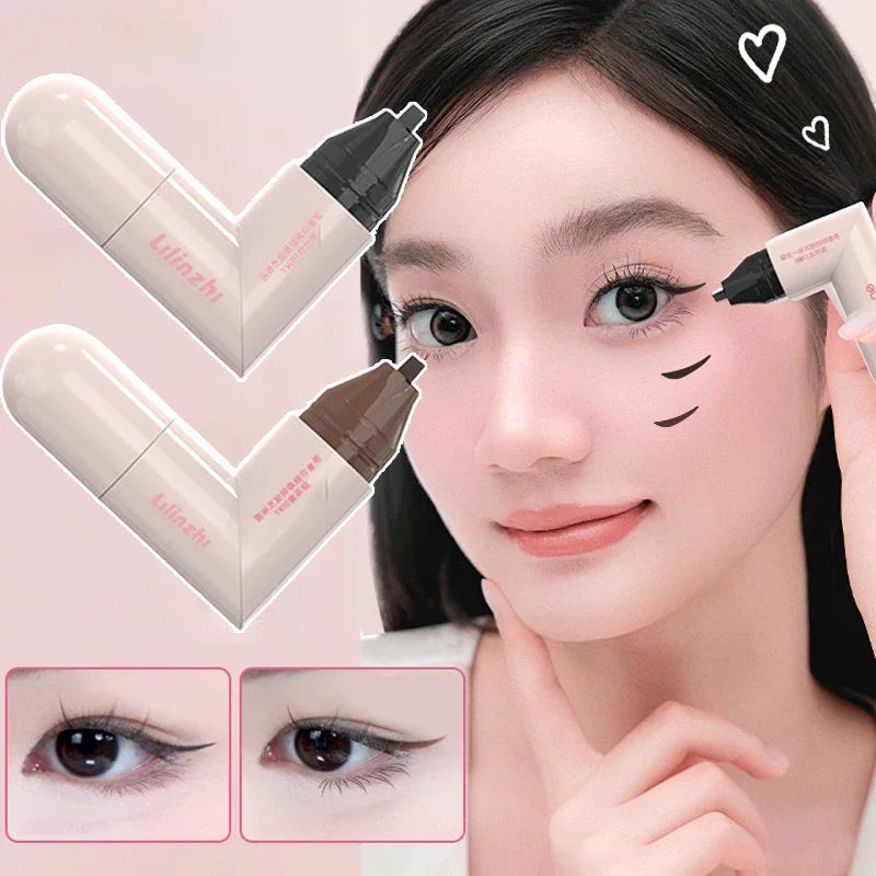 Rotate Double Head Eyeliner Stamp Pen DIY Outlines Integrated Lazy Black Brown Eyeliner Extension Waterproof Eyes Stick Makeup