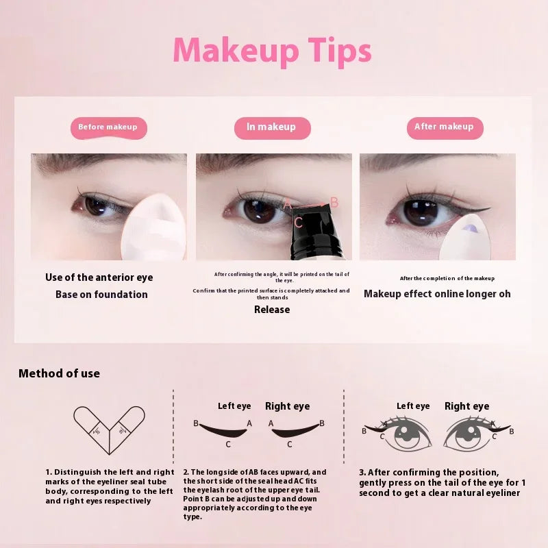 Rotate Double Head Eyeliner Stamp Pen DIY Outlines Integrated Lazy Black Brown Eyeliner Extension Waterproof Eyes Stick Makeup