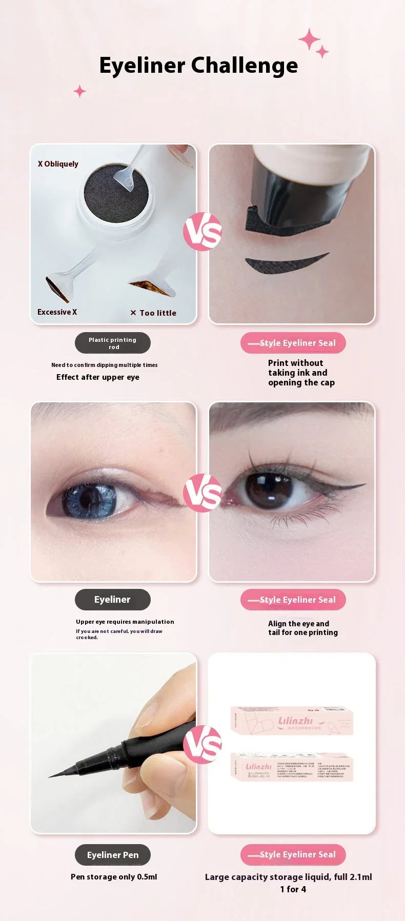Rotate Double Head Eyeliner Stamp Pen DIY Outlines Integrated Lazy Black Brown Eyeliner Extension Waterproof Eyes Stick Makeup