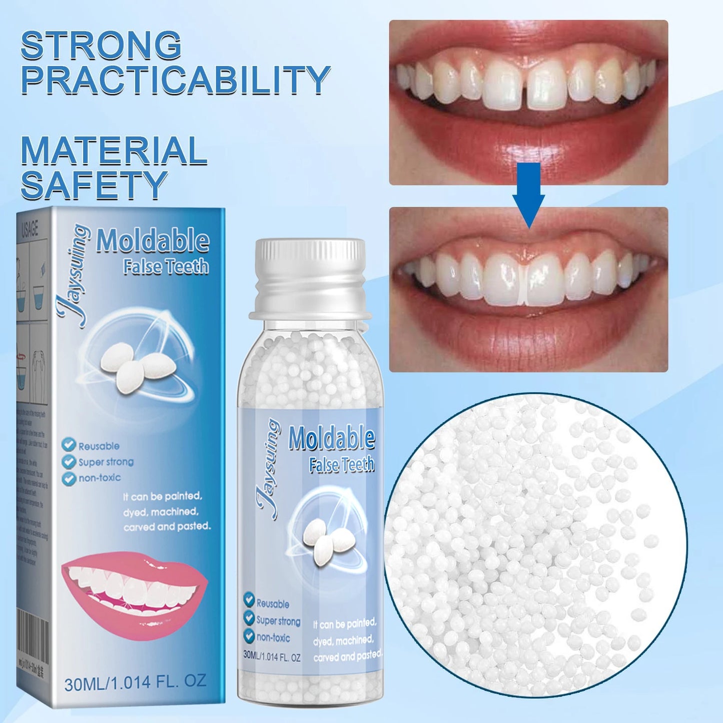 30g Temporary Tooth Repair Moldable Teeth And Gaps False Tooth Solid Gel Adhesive Fake Teeth Beauty Tool Dental Supplies