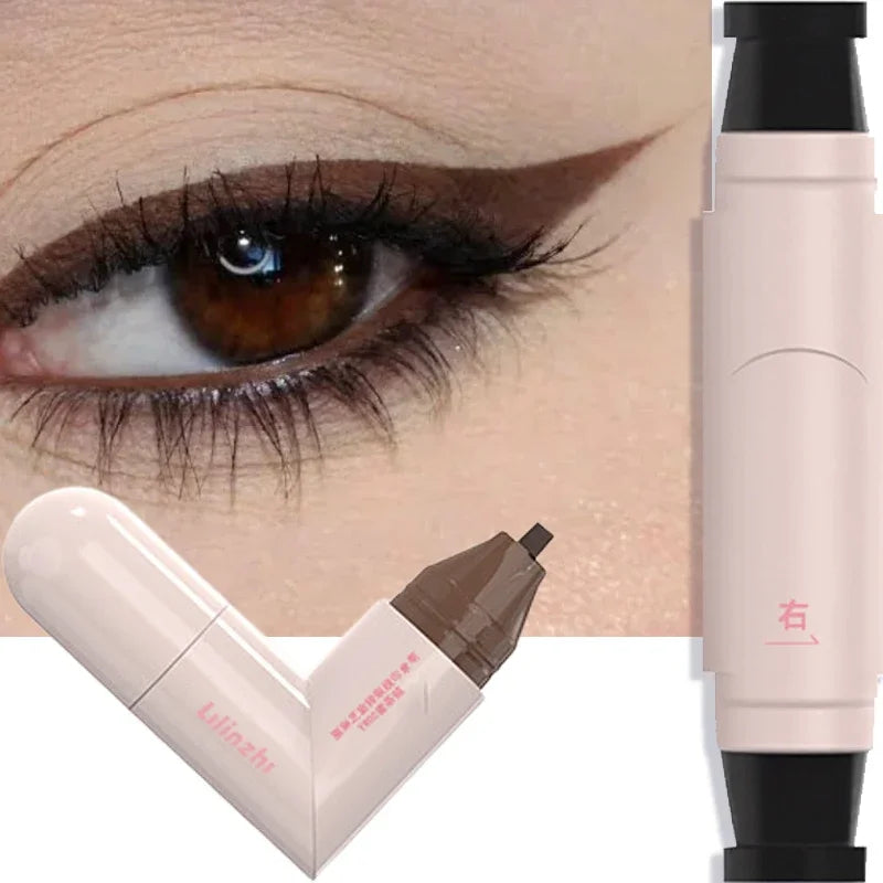 Rotate Double Head Eyeliner Stamp Pen DIY Outlines Integrated Lazy Black Brown Eyeliner Extension Waterproof Eyes Stick Makeup