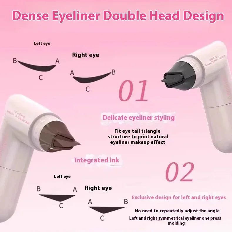 Rotate Double Head Eyeliner Stamp Pen DIY Outlines Integrated Lazy Black Brown Eyeliner Extension Waterproof Eyes Stick Makeup