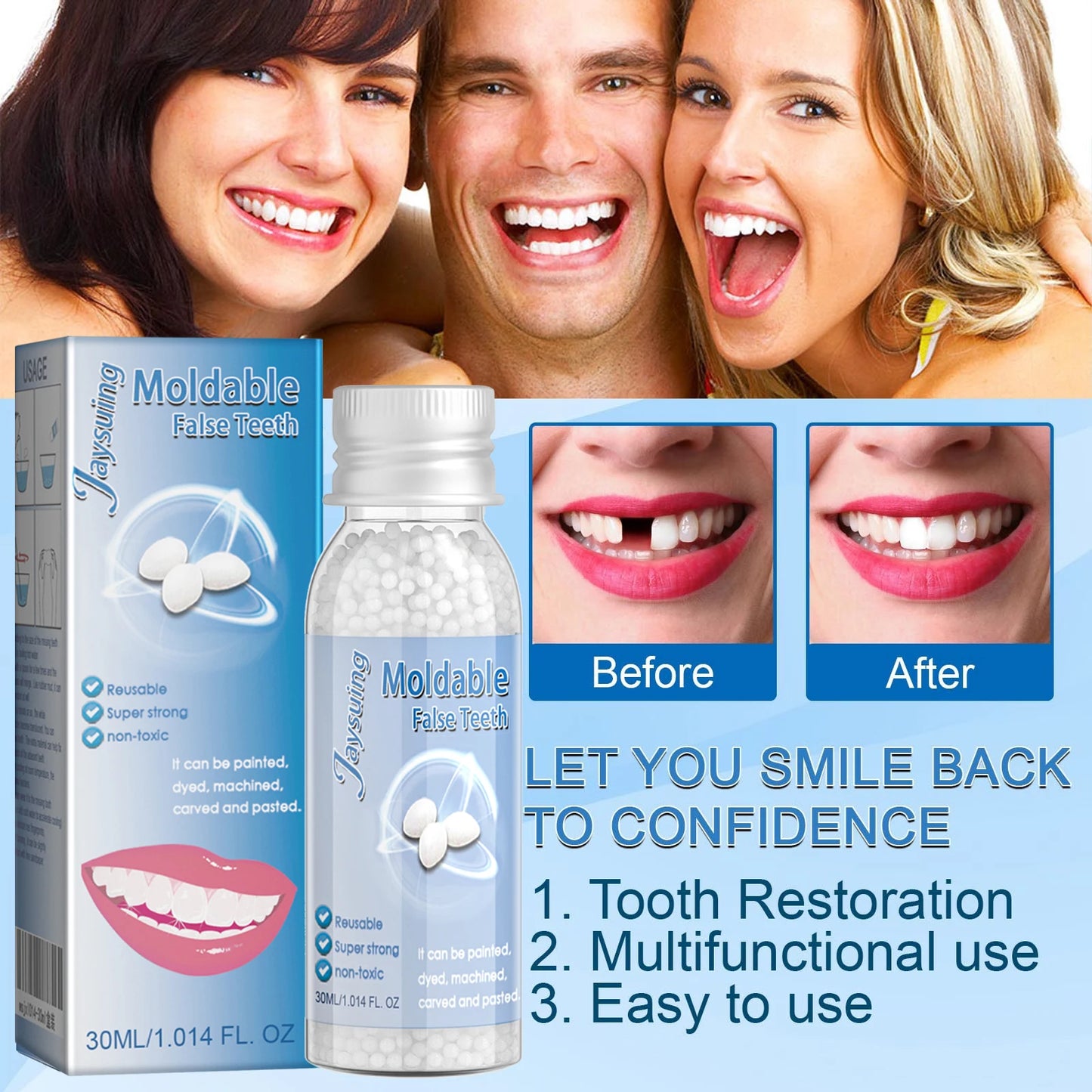 30g Temporary Tooth Repair Moldable Teeth And Gaps False Tooth Solid Gel Adhesive Fake Teeth Beauty Tool Dental Supplies