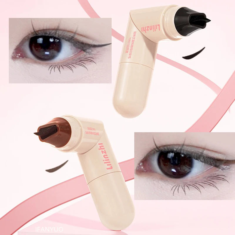 Rotate Double Head Eyeliner Stamp Pen DIY Outlines Integrated Lazy Black Brown Eyeliner Extension Waterproof Eyes Stick Makeup