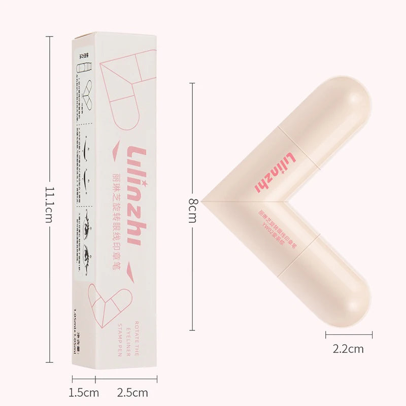 Rotate Double Head Eyeliner Stamp Pen DIY Outlines Integrated Lazy Black Brown Eyeliner Extension Waterproof Eyes Stick Makeup
