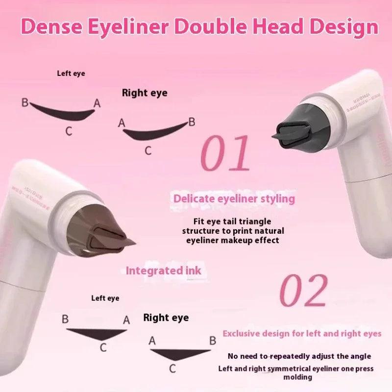 Rotate Double Head Eyeliner Stamp Pen DIY Outlines Integrated Lazy Black Brown Eyeliner Extension Waterproof Eyes Stick Makeup
