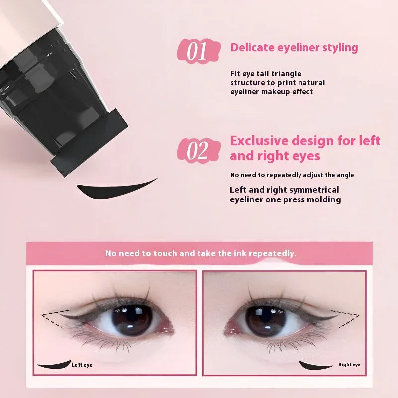 Rotate Double Head Eyeliner Stamp Pen DIY Outlines Integrated Lazy Black Brown Eyeliner Extension Waterproof Eyes Stick Makeup