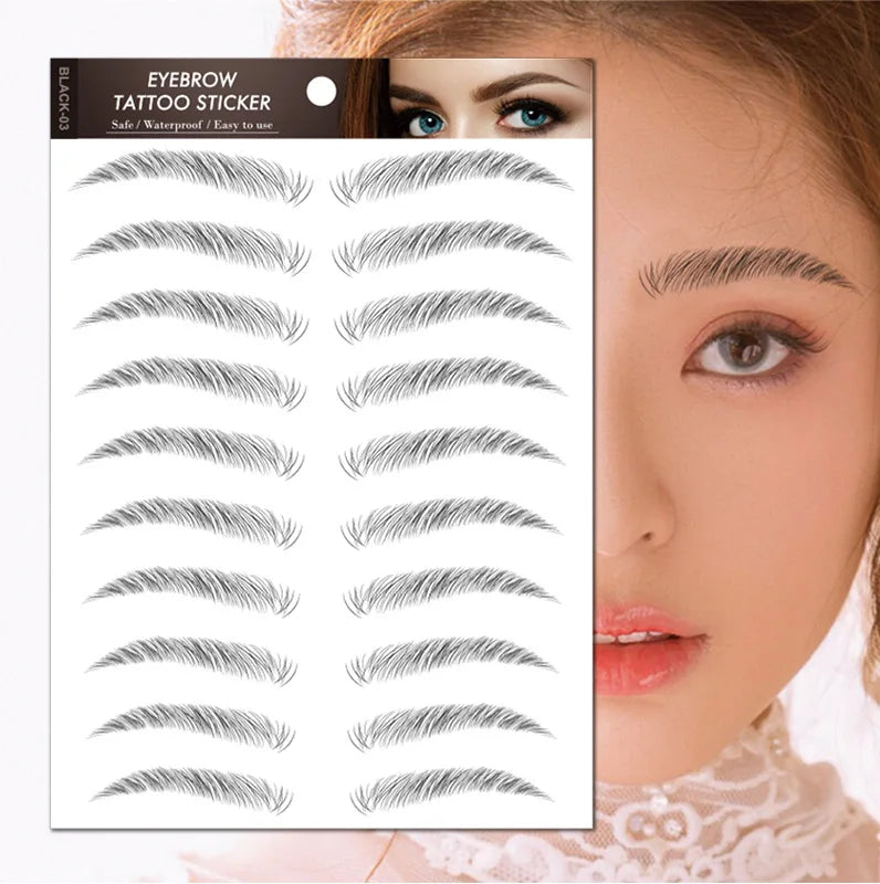 6D Eyebrows Sticker Water Transfer Hair-like Eye Brow Tattoo Stickers Long Lasting False Eyebrow Enhancers Eye Brow Cosmetics