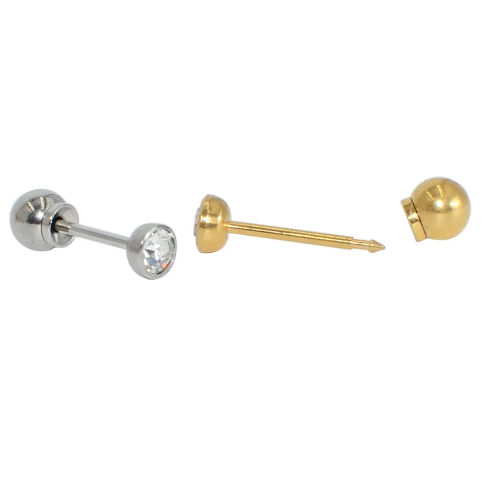 1PC 316L Surgical Steel Ear Stud Disposable Sterile Piercing Stud with Safe Ball Buckle Set Piercing Gun Body Piercing Jewelry