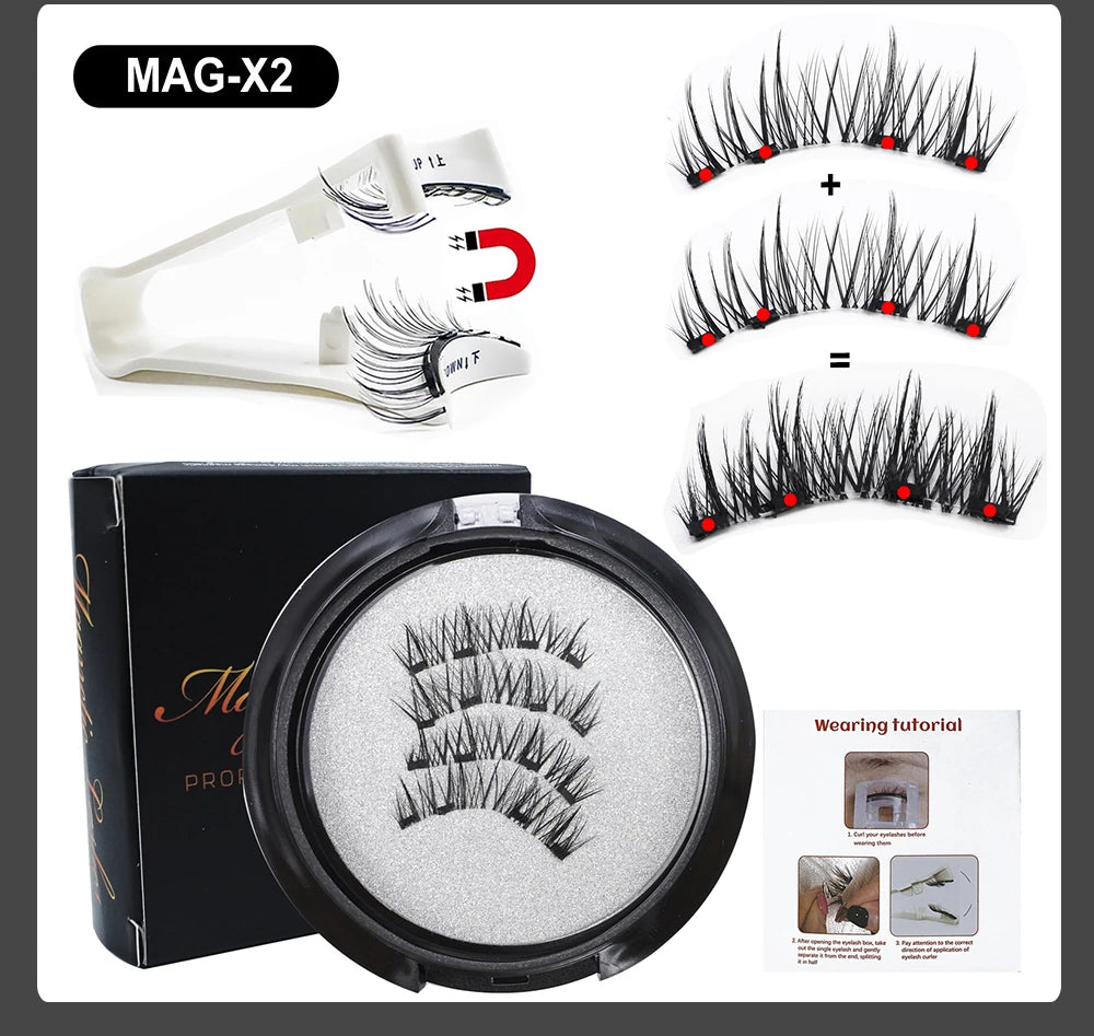 Magnetic Eyelashes With Applicator Reusable Natural Magnetic Lashes Kit No Glue Needed Soft Clear Band False Eyelashes