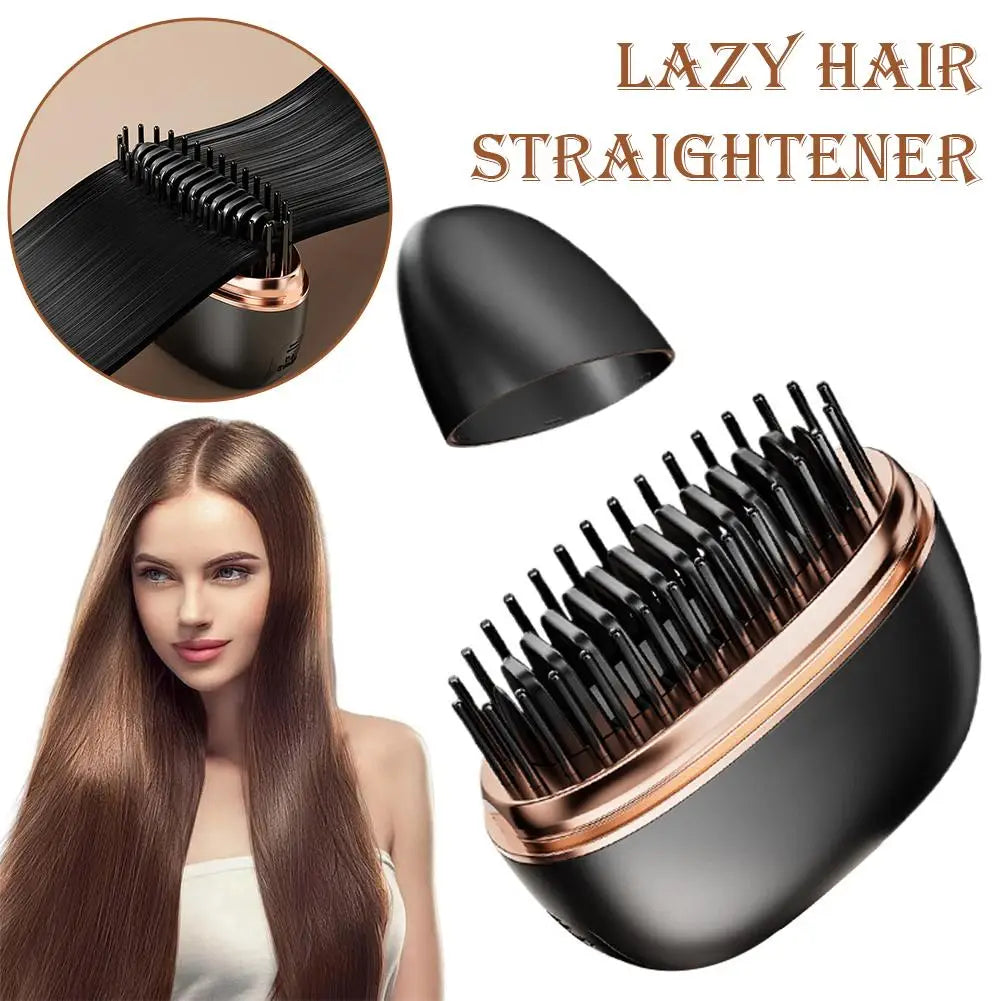 Wireless Hair Straightener Brush 2 in 1, Cordless Curling & Straightening Styling Tool, Portable Frizz Free Hair Styler