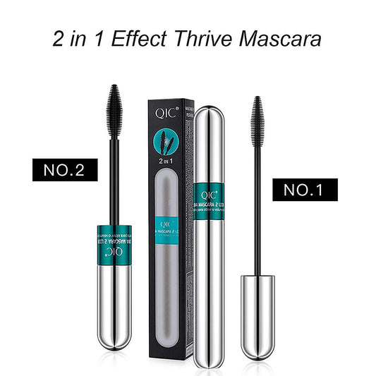 Mascara doppio in uno, mascara in fibre di seta, mascara impermeabile per extension ciglia, ciglia lunghe e spesse nere, cosmetici