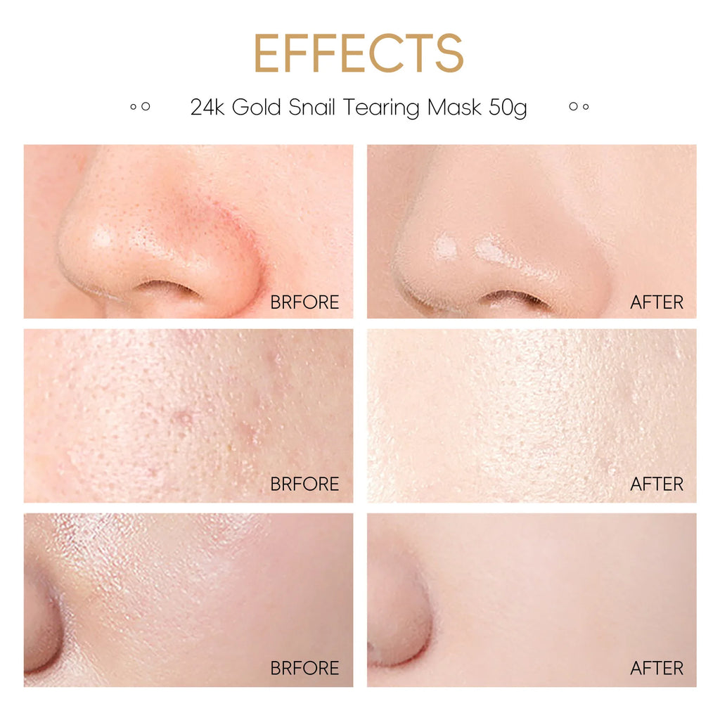 LAIKOU 24K Gold Snail Collagen Peel Off Tearing Face Mask Deep Cleansing Remove Blackhead Face Care 50g