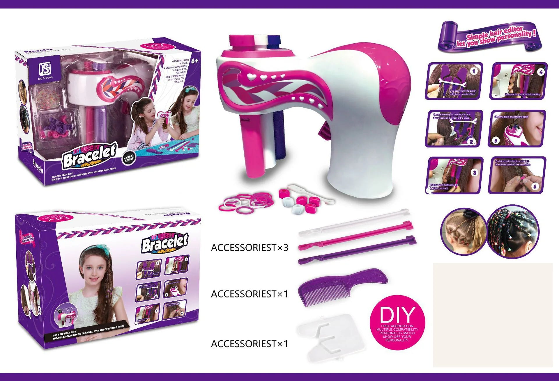 Children's Mini Three-Strand Braided Hair Machine Full-Automatic Electric Braided Hair Machine