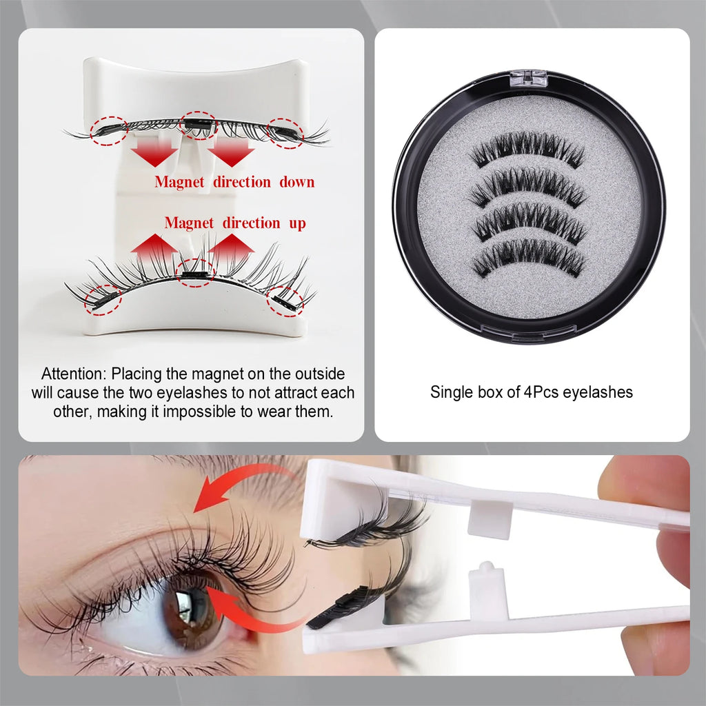 Magnetic Eyelashes With Applicator Reusable Natural Magnetic Lashes Kit No Glue Needed Soft Clear Band False Eyelashes
