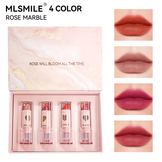 Rose Marble Lipstick, Velvety Matte Lipstick, Long-lasting Matte Lip gloss, Rich-Color Lip Makeup, Creamy with Matte Finish