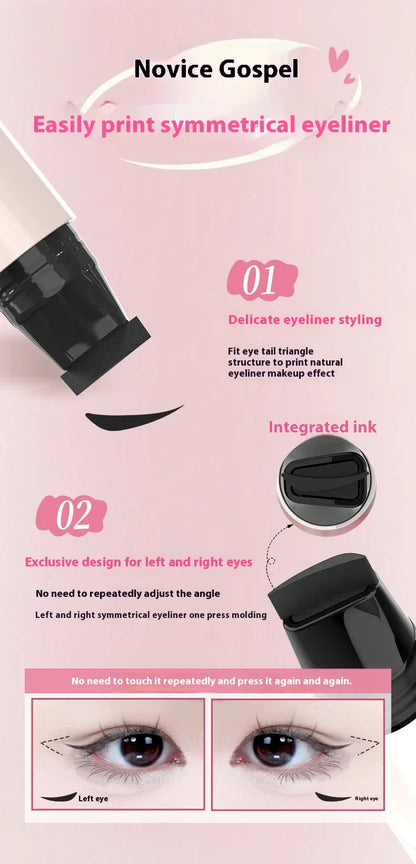 Rotate Double Head Eyeliner Stamp Pen DIY Outlines Integrated Lazy Black Brown Eyeliner Extension Waterproof Eyes Stick Makeup