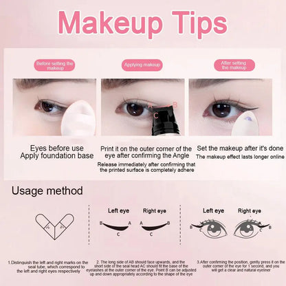 Rotating Winged Eyeliner Stamp Pen Waterproof Quick-Dry Smudge Proof Liquid Liner Long-Lasting Lazy Makeup Tool