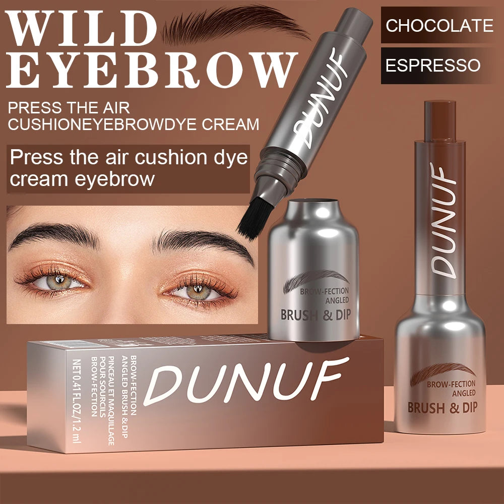 DUNUF 1 Pcs Dual-Prong Brow Pen - Waterproof, Sweat-Resistant, Long-Lasting, Beginner friendly，Slim Design for Flawless Eyebrows