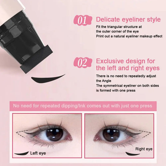 Rotating Winged Eyeliner Stamp Pen Waterproof Quick-Dry Smudge Proof Liquid Liner Long-Lasting Lazy Makeup Tool
