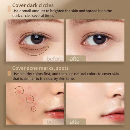 3-Color Concealer Palette Professionally Covers Dark Circles Around Eyes and Face