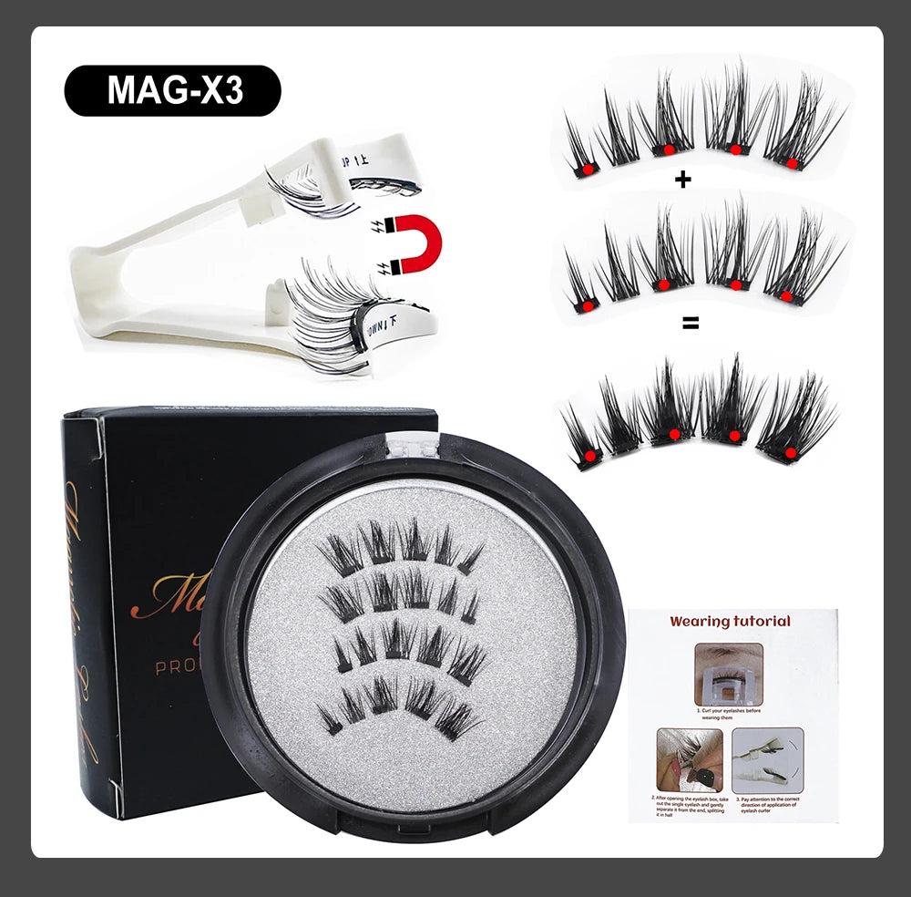 Magnetic Eyelashes With Applicator Reusable Natural Magnetic Lashes Kit No Glue Needed Soft Clear Band False Eyelashes