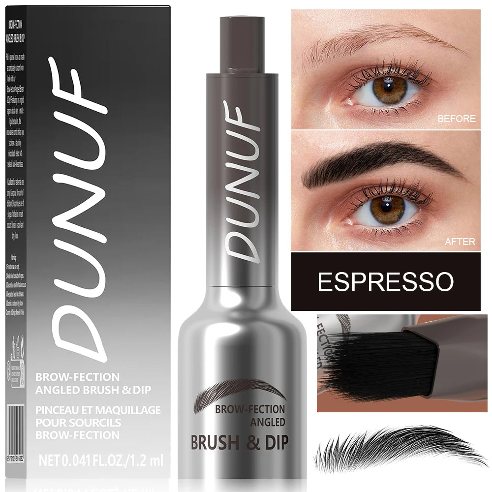 DUNUF 1 Pcs Dual-Prong Brow Pen - Waterproof, Sweat-Resistant, Long-Lasting, Beginner friendly，Slim Design for Flawless Eyebrows