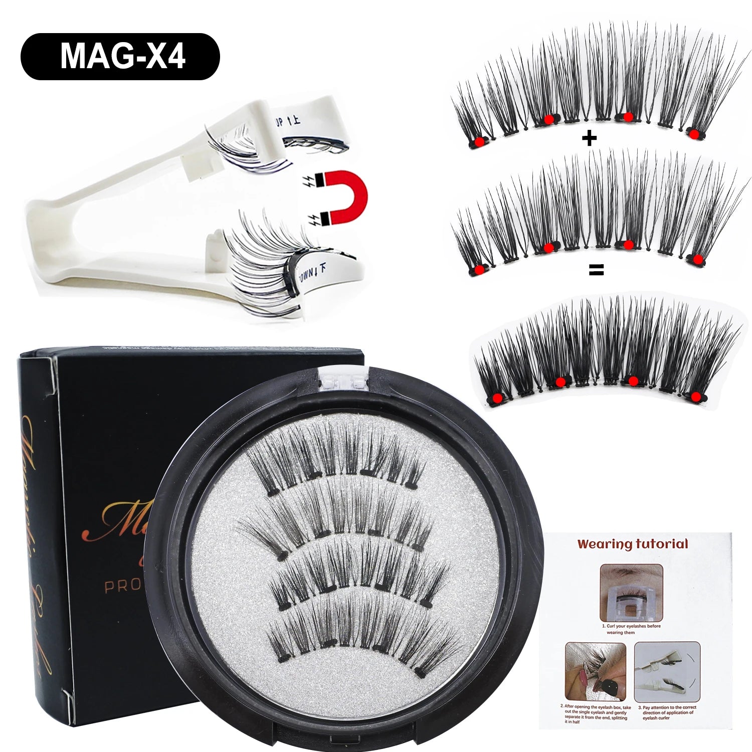 RED SIREN Magnetic Eyelashes With Applicator Reusable Natural Magnetic Lashes Kit No Glue Needed Soft Clear Band False Eyelashes
