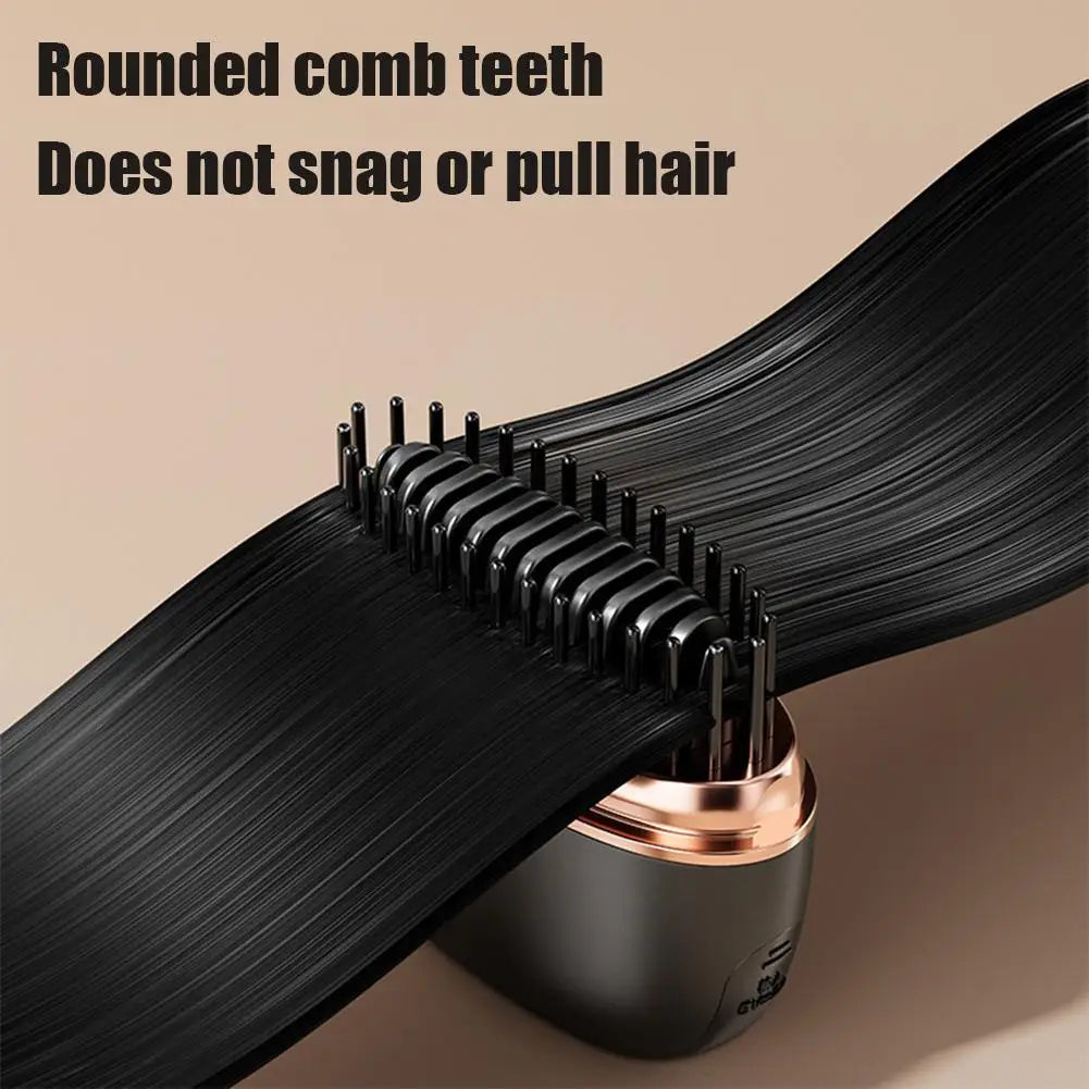 Wireless Hair Straightener Brush 2 in 1, Cordless Curling & Straightening Styling Tool, Portable Frizz Free Hair Styler