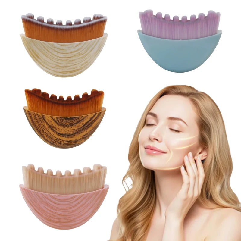 Bristle Lymphatic Contour Face Brush WIth CaseDry Brushing Chin Sculpting Lymphatic Drainage Massager For Face Skin Massage Tool