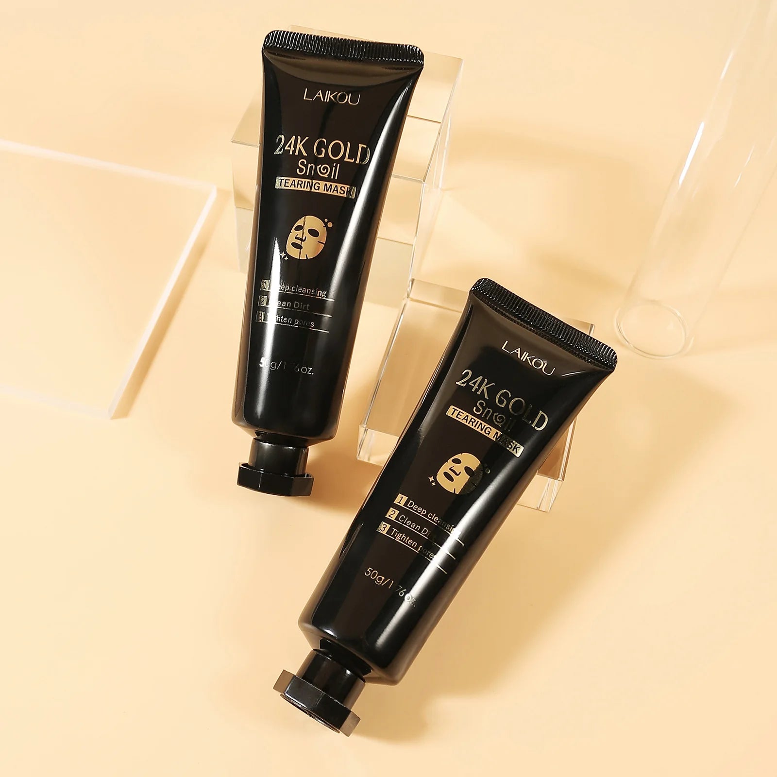 LAIKOU 24K Gold Snail Collagen Peel Off Tearing Face Mask Deep Cleansing Remove Blackhead Face Care 50g