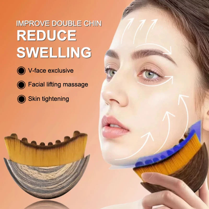 Bristle Lymphatic Contour Face Brush WIth CaseDry Brushing Chin Sculpting Lymphatic Drainage Massager For Face Skin Massage Tool