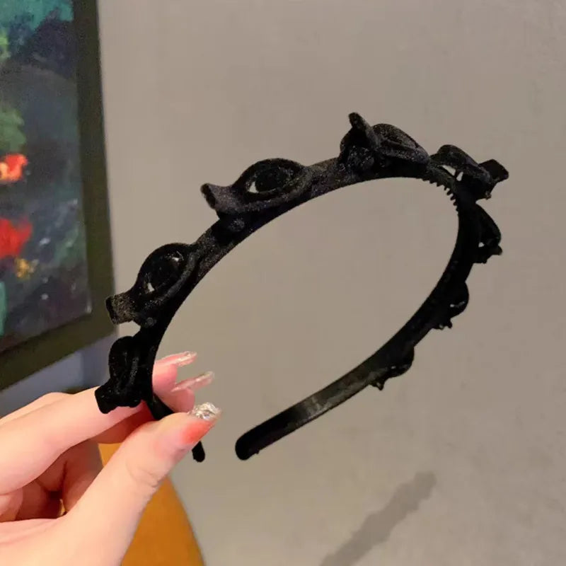 1/2/3 Set Ladies Flocking Braided Headband Simple Broken Hairpin Headband Fashionable Girls Face Washing Headband