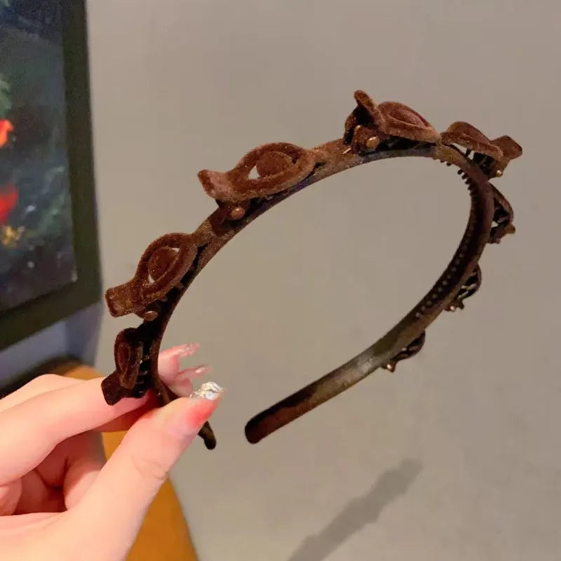 1/2/3 Set Ladies Flocking Braided Headband Simple Broken Hairpin Headband Fashionable Girls Face Washing Headband