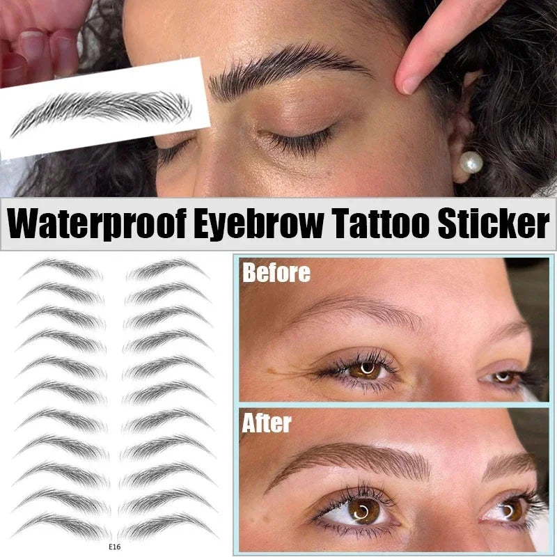6D Eyebrows Sticker Water Transfer Hair-like Eye Brow Tattoo Stickers Long Lasting False Eyebrow Enhancers Eye Brow Cosmetics