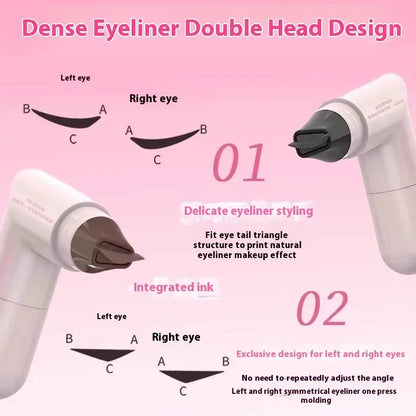 Rotate Double Head Eyeliner Stamp Pen DIY Outlines Integrated Lazy Black Brown Eyeliner Extension Waterproof Eyes Stick Makeup