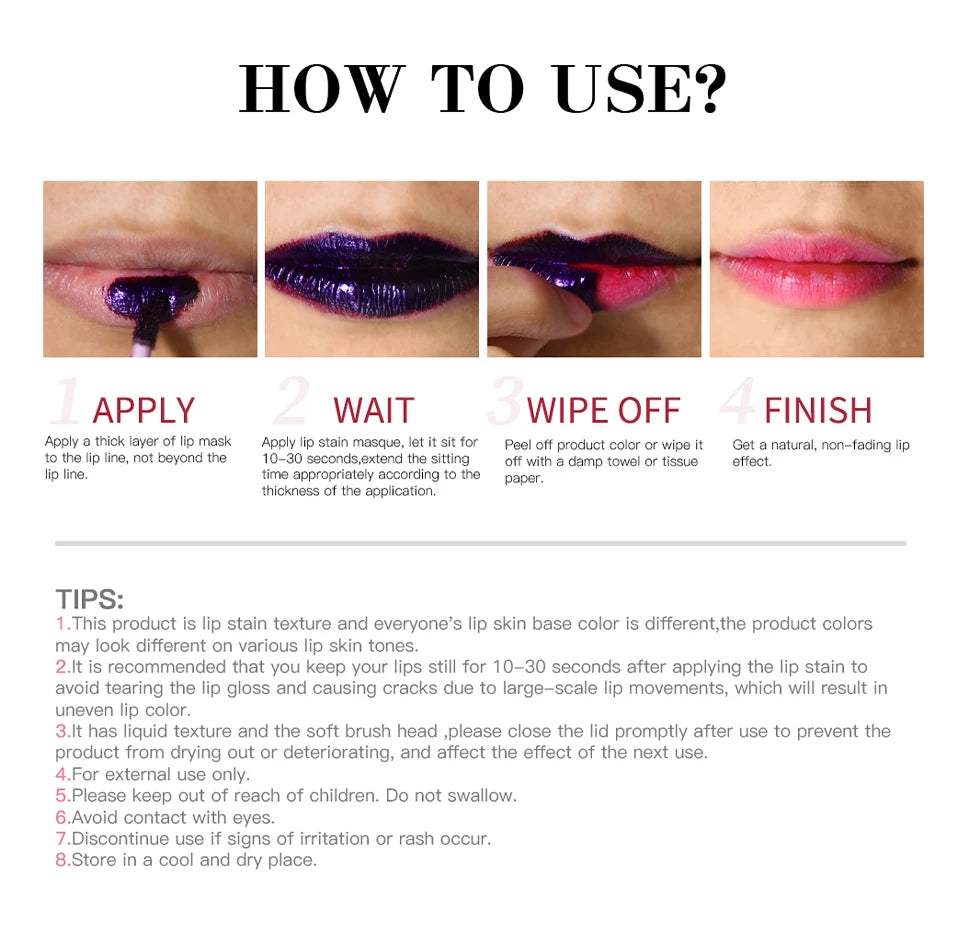 Lip Stain Peel Off And Reveal Long Lasting Waterproof Pink Lip Tint Transfer Proof Natural Lip Stain Tear Off Lip Gloss