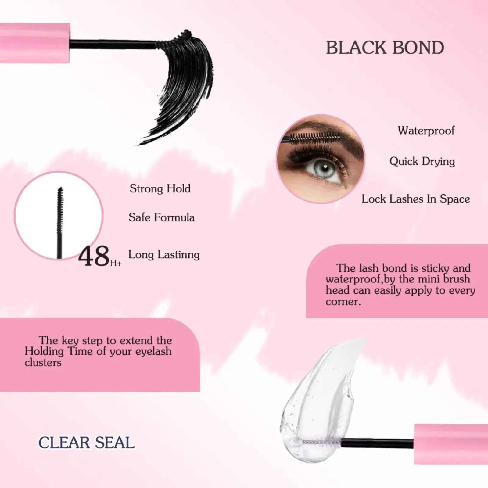 10 Rows Lash Clusters Kit - 30D DIY Eyelash Extensions Kit with Tweezers, 2 in 1 Bond & Seal Glue for Natural Volume Look