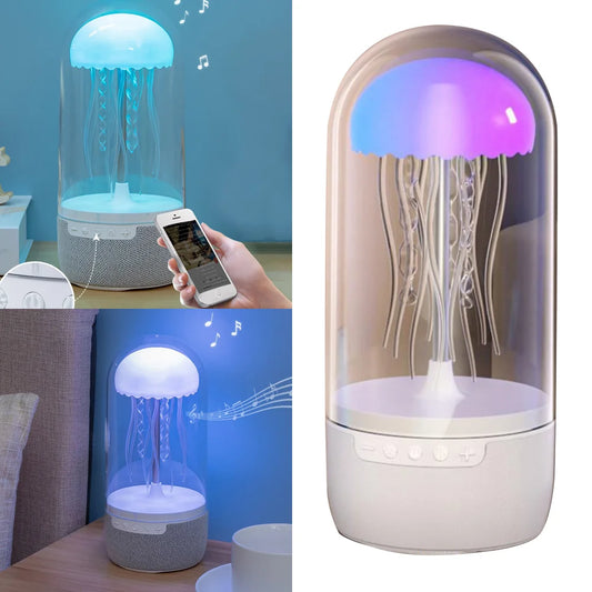 Jellyfish Night Light Bluetooth-Compatible Speaker HiFi Stereo Floating Jellyfish Speaker 1800mAh Color Changing for Home Office
