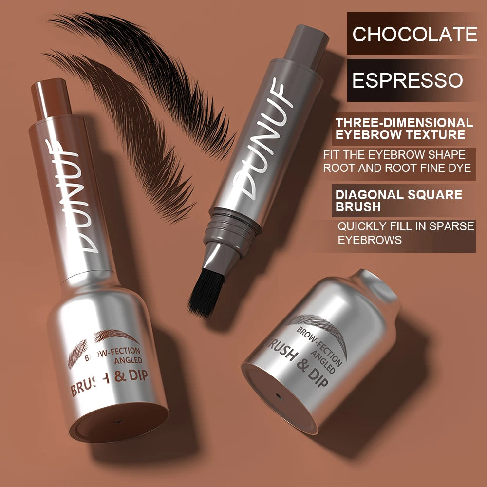 DUNUF 1 Pcs Dual-Prong Brow Pen - Waterproof, Sweat-Resistant, Long-Lasting, Beginner friendly，Slim Design for Flawless Eyebrows