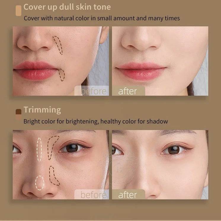 3-Color Concealer Palette Professionally Covers Dark Circles Around Eyes and Face