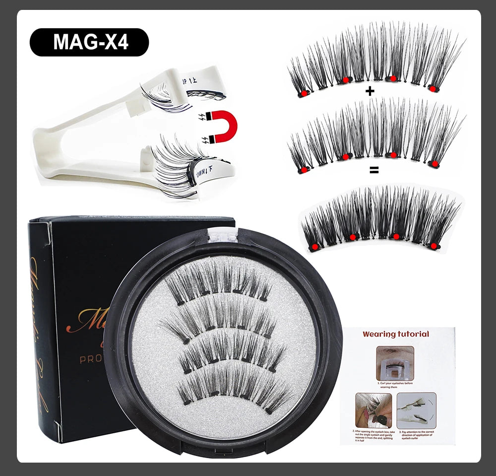 Magnetic Eyelashes With Applicator Reusable Natural Magnetic Lashes Kit No Glue Needed Soft Clear Band False Eyelashes