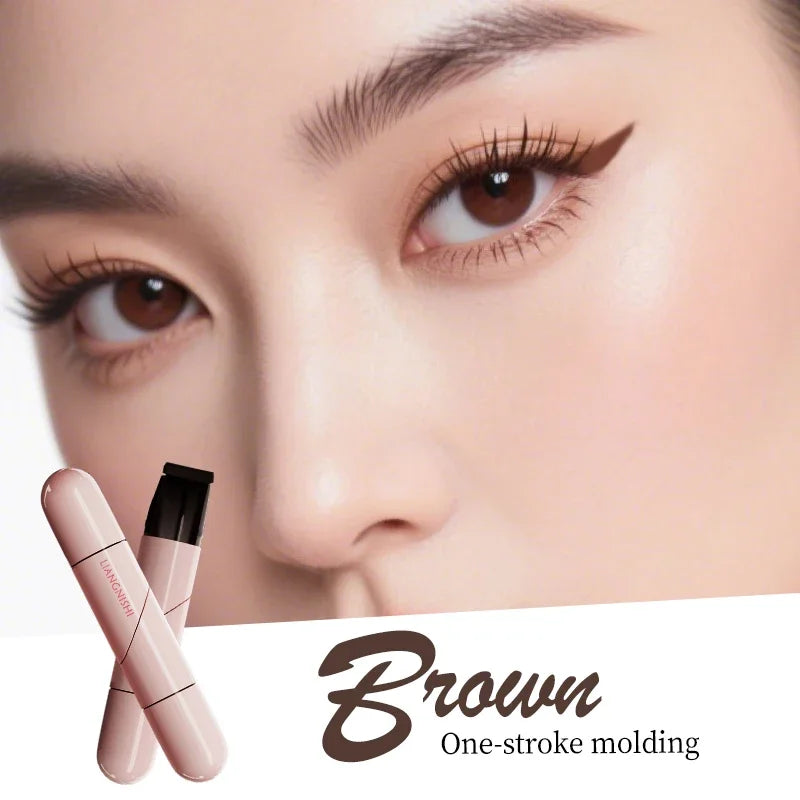Rotate Eyeliner Stamp Integrated Black Brown Dual-Tip DIY Eyeliner Wing Stencil Waterproof Smudge-Proof Longwear Liquid Pen