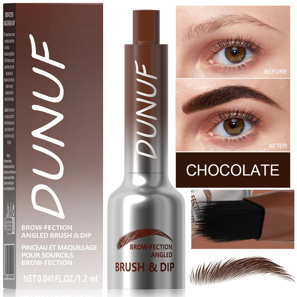 DUNUF 1 Pcs Dual-Prong Brow Pen - Waterproof, Sweat-Resistant, Long-Lasting, Beginner friendly，Slim Design for Flawless Eyebrows