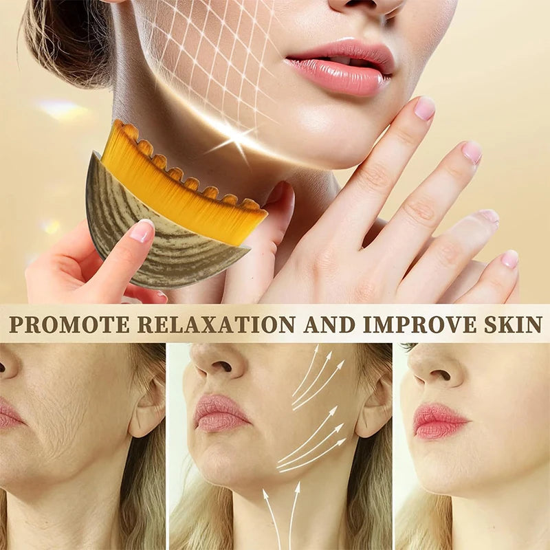 Bristle Lymphatic Contour Face Brush WIth CaseDry Brushing Chin Sculpting Lymphatic Drainage Massager For Face Skin Massage Tool