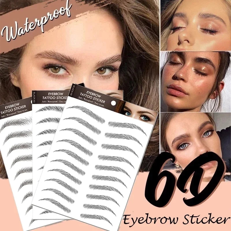 6D Eyebrows Sticker Water Transfer Hair-like Eye Brow Tattoo Stickers Long Lasting False Eyebrow Enhancers Eye Brow Cosmetics