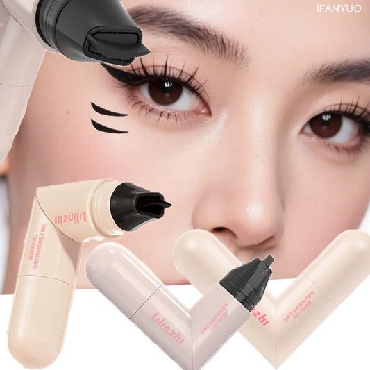 Rotate Double Head Eyeliner Stamp Pen DIY Outlines Integrated Lazy Black Brown Eyeliner Extension Waterproof Eyes Stick Makeup