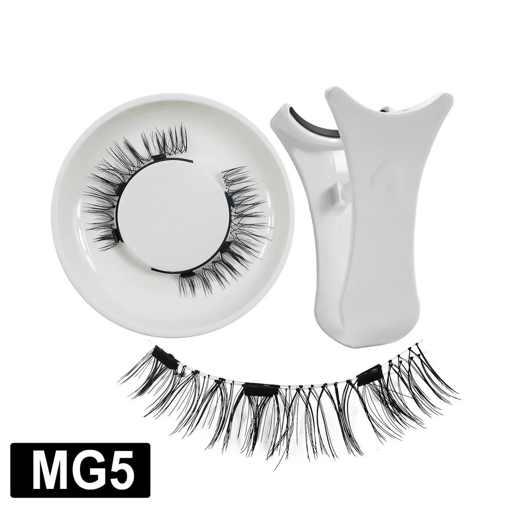 Magnetic Eyelashes With Applicator Reusable Natural Magnetic Lashes Kit No Glue Needed Soft Clear Band False Eyelashes